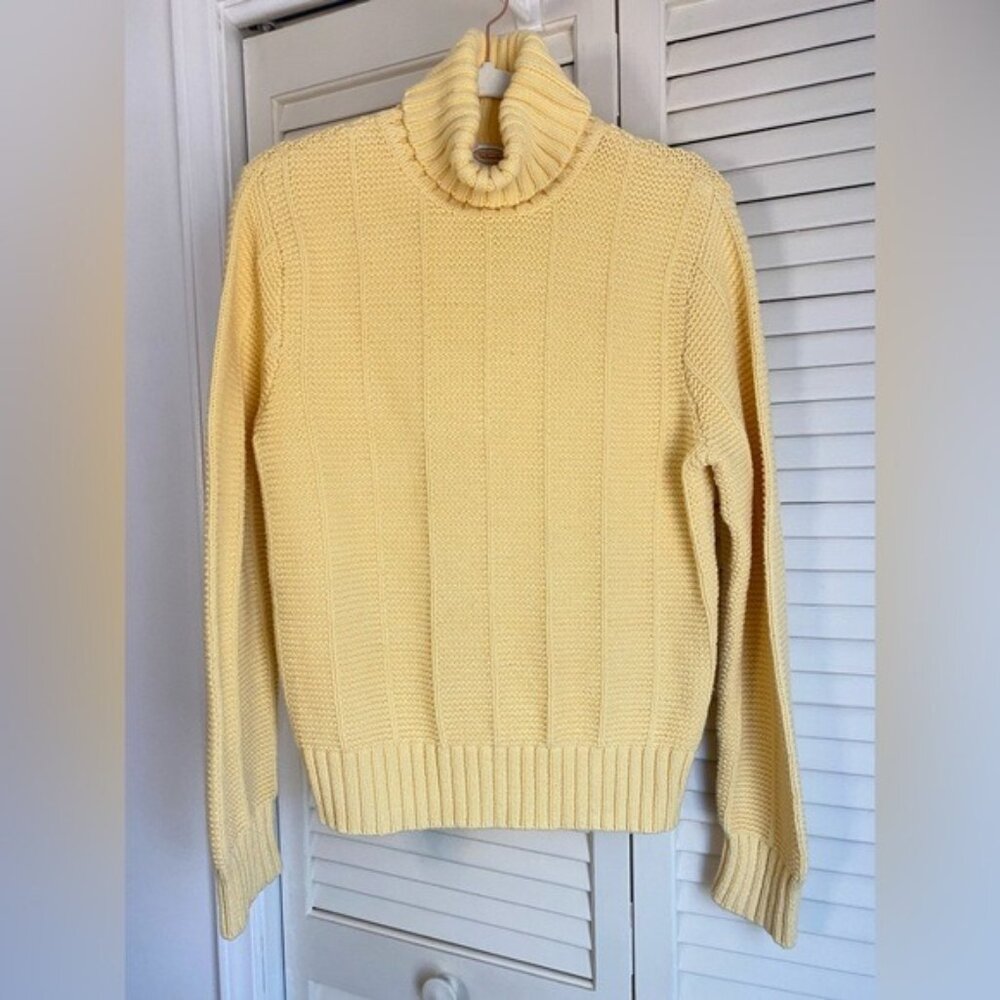 Vintage Talbots Yellow Turtleneck Sweater Ribbed, Soft, Size Large